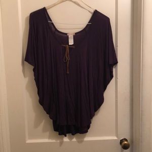 Eggplant short bat wing top